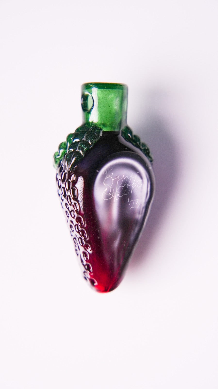 Larg Strawberry Pendant By// Strawberry glass