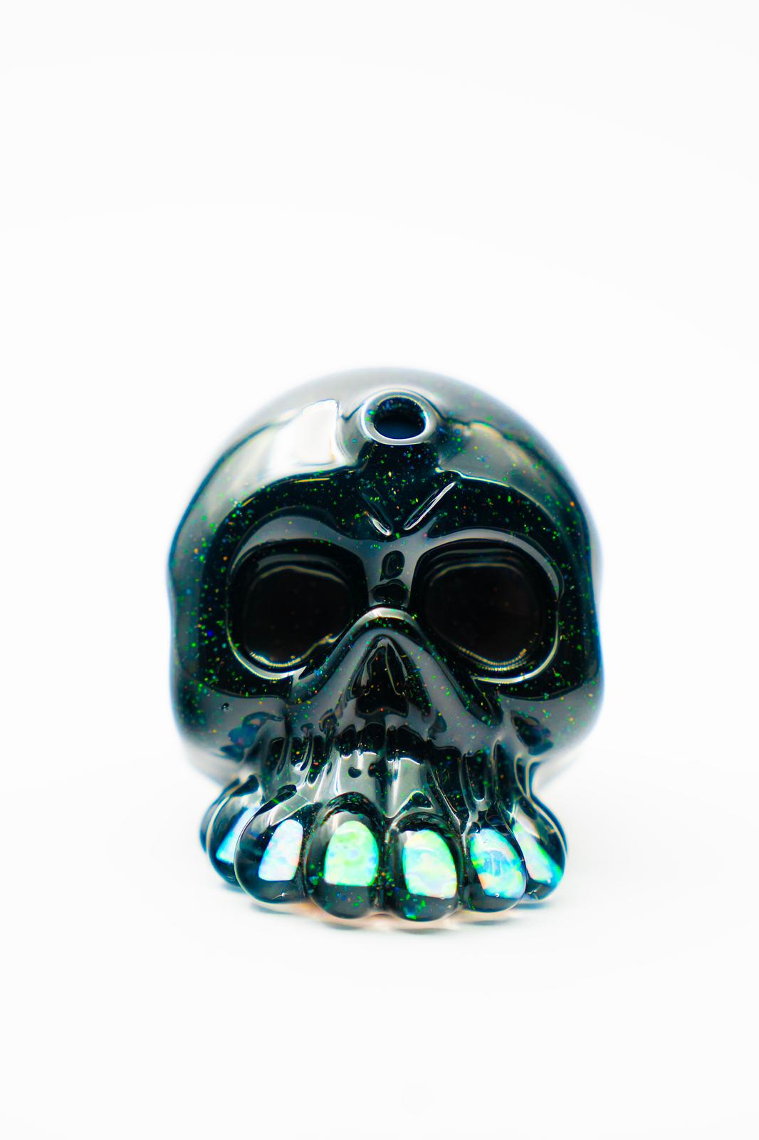 Mini Black Crush Opal Skull with Opel teeth By// Carsten Glass