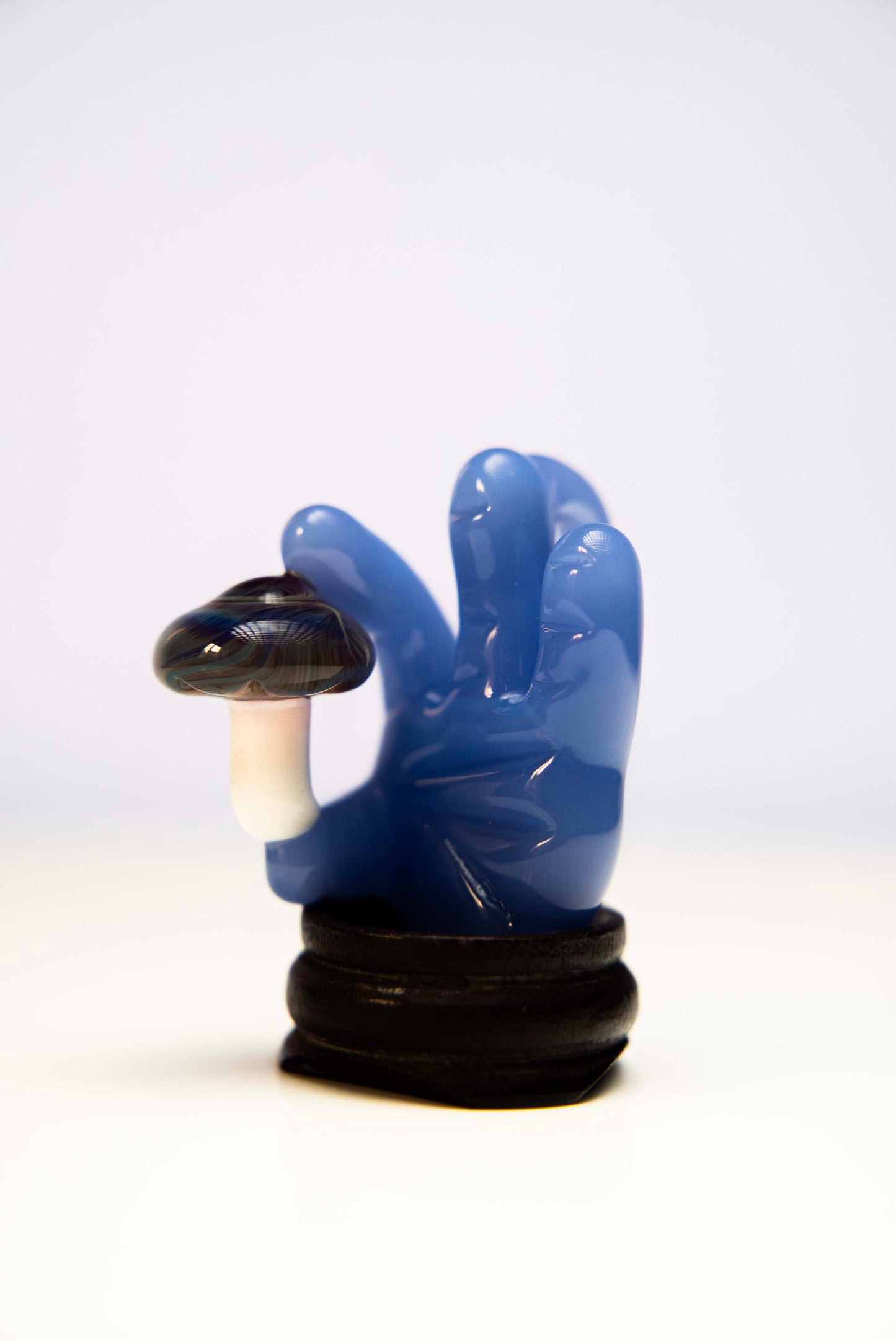Blue Mushroom hand Pendant By// Melty Glass il