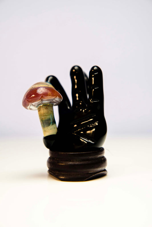Black Mushroom hand Pendant By// Melty Glass il