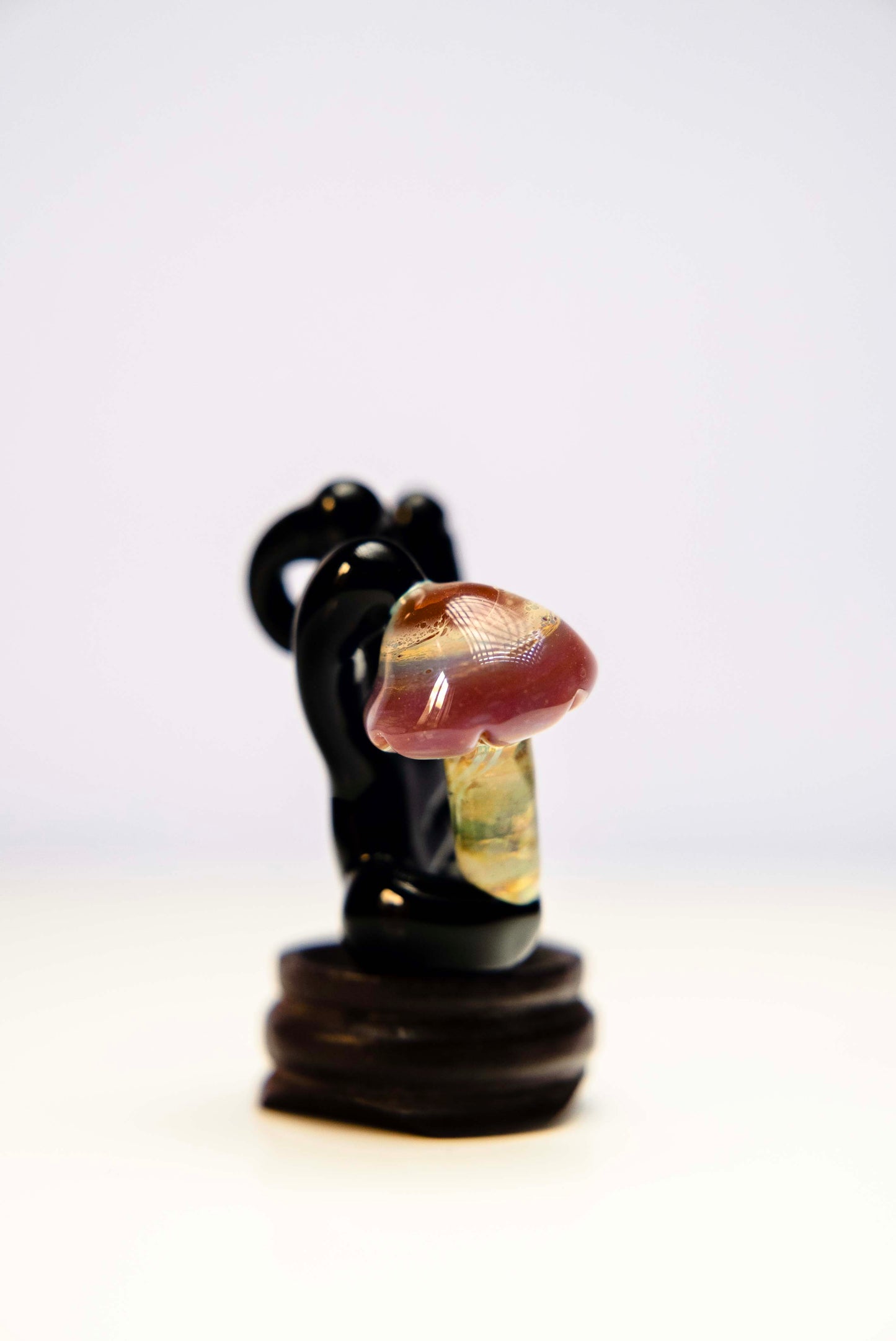 Black Mushroom hand Pendant By// Melty Glass il